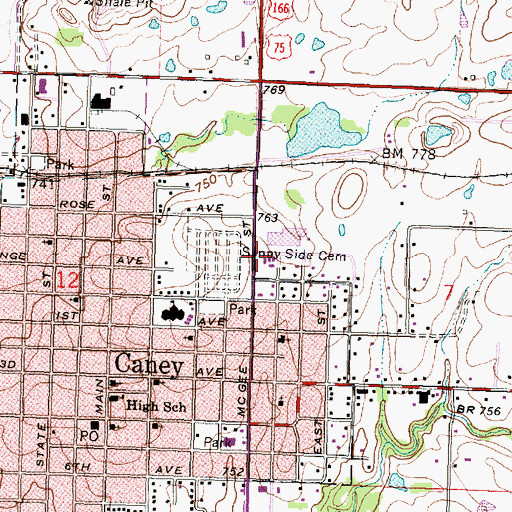 Topographic Map of Cross Point Baptist Church, KS