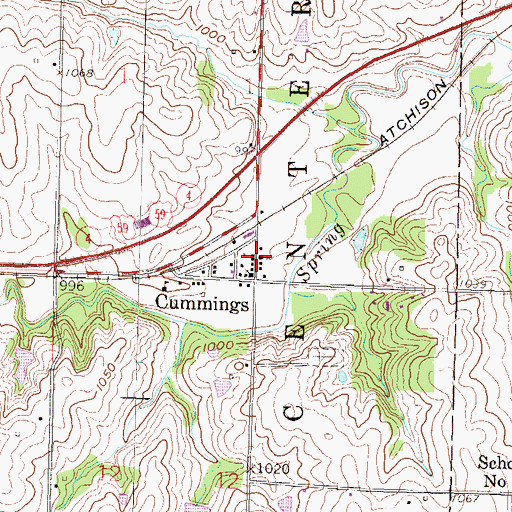 Topographic Map of Cummings Christian Church, KS