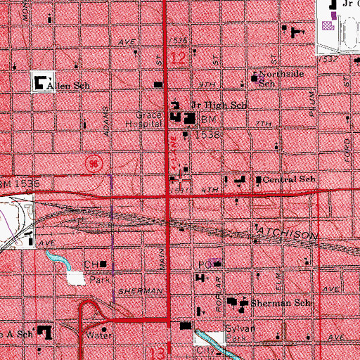 Topographic Map of First Christian Church, KS