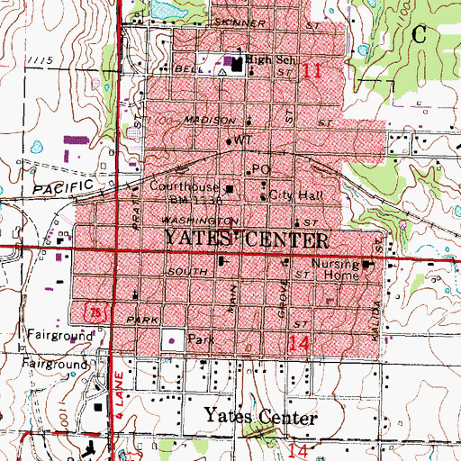 Topographic Map of First Christian Church, KS