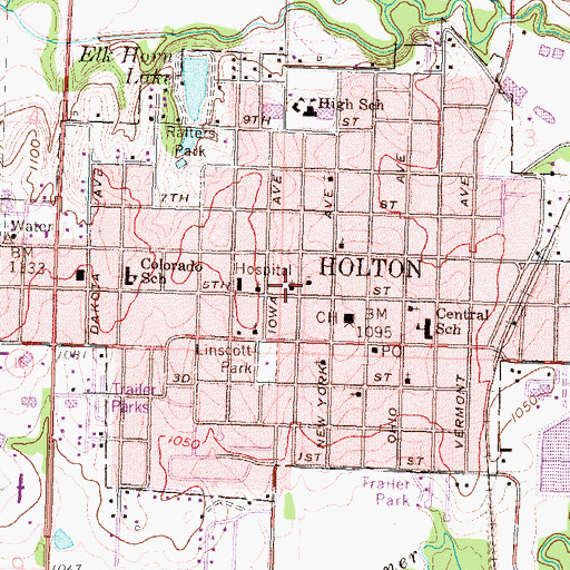 Topographic Map of First Christian Church, KS