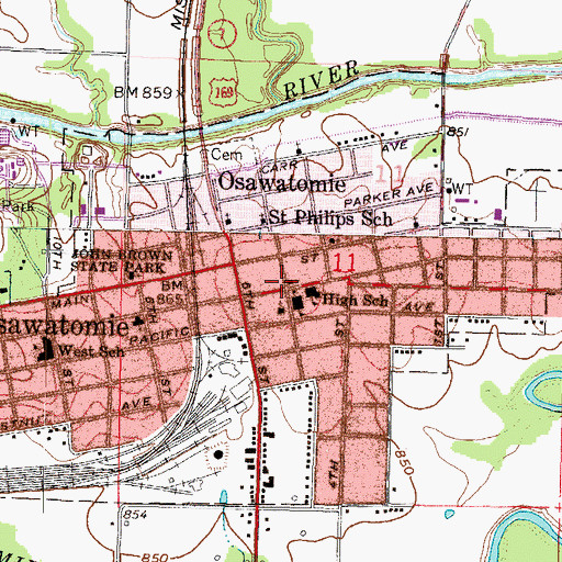 Topographic Map of First Christian Church, KS