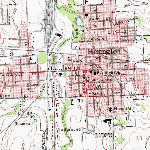 Topographic Map of First Christian Church, KS
