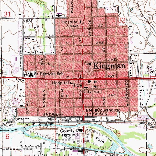 Topographic Map of Kingman Christian Church, KS