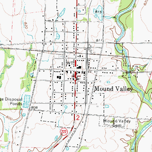 Topographic Map of Mound Valley Christian Church, KS