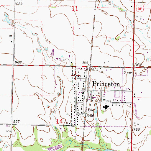 Topographic Map of Princeton Christian Church, KS