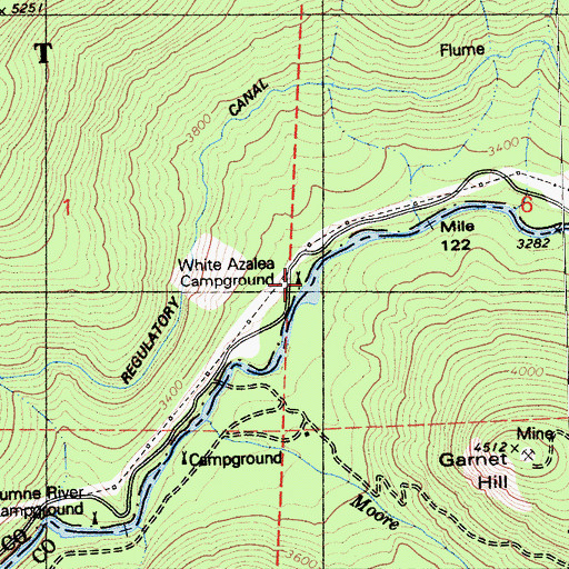 Topographic Map of White Azalea Campground, CA