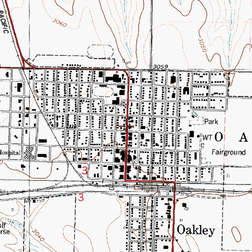 Topographic Map of Oakley Church of Christ, KS
