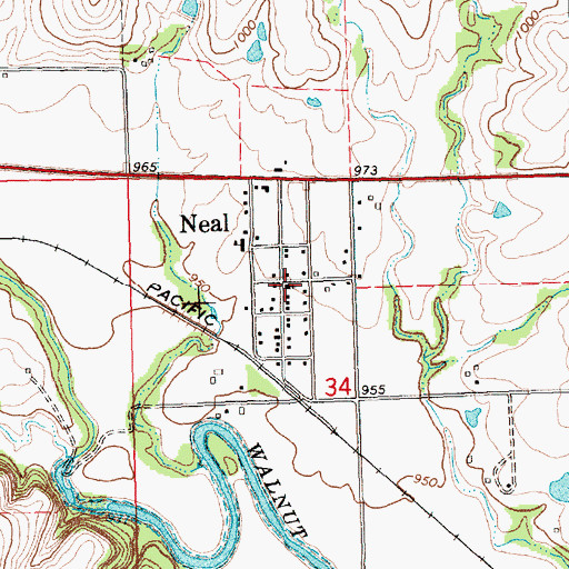Topographic Map of Neal Evangelical Free Church, KS