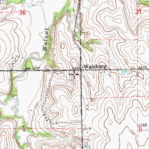Topographic Map of Walsburg Lutheran Church, KS