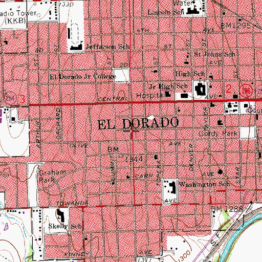 Topographic Map of Seventh Day Adventist Church of El Dorado, KS