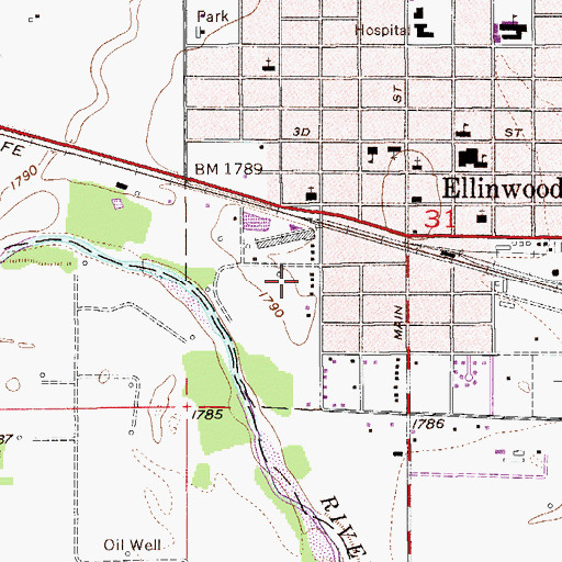 Topographic Map of Calvary Baptist Church, KS