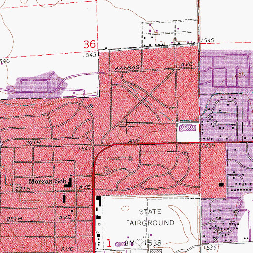 Topographic Map of Emanuel Lutheran Church, KS