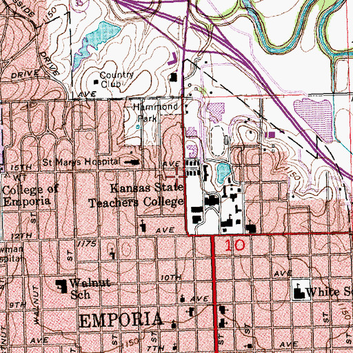 Topographic Map of Didde Catholic Campus Center, KS