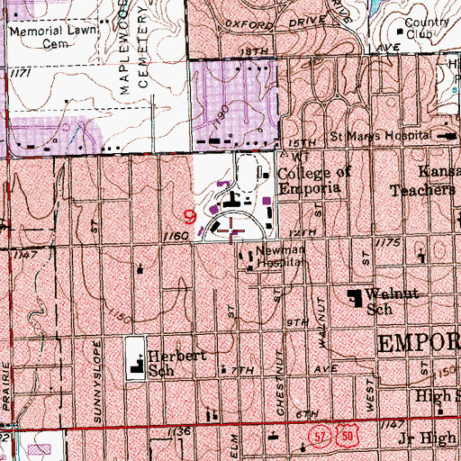 Topographic Map of Bethel Baptist Church, KS