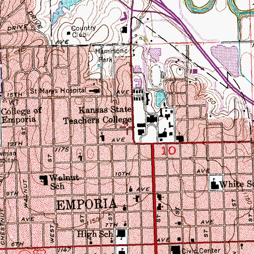 Topographic Map of United Methodist Campus Ministries, KS