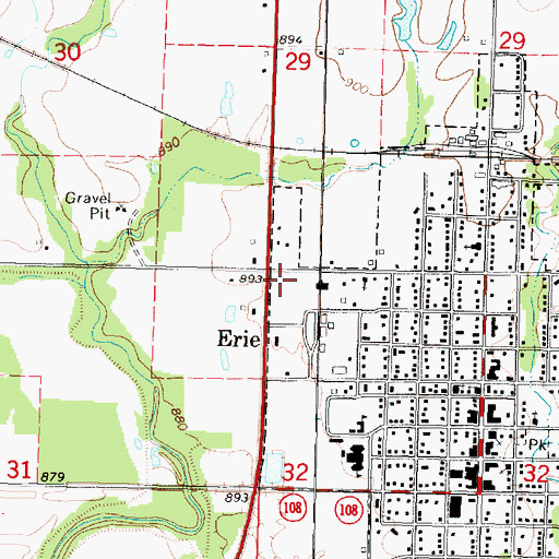 Topographic Map of Erie First Christian Church, KS