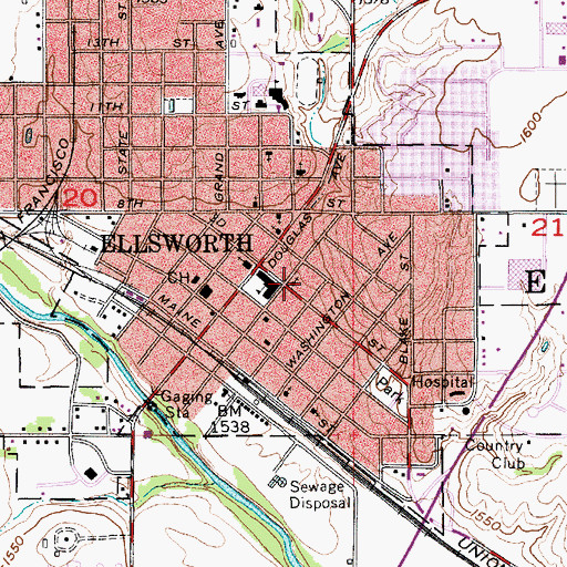 Topographic Map of First Presbyterian Church, KS