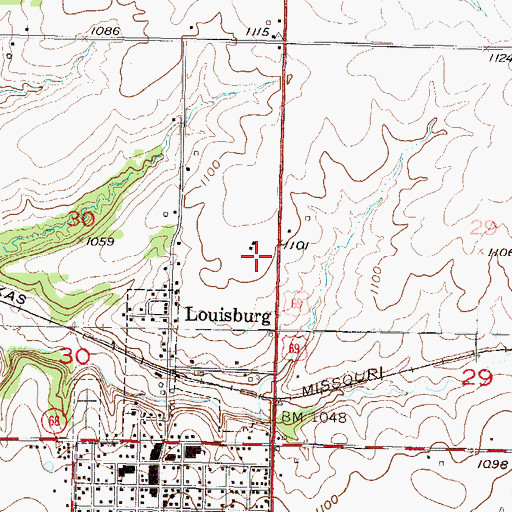 Topographic Map of Faith Chapel Assembly of God Church - Louisburg, KS