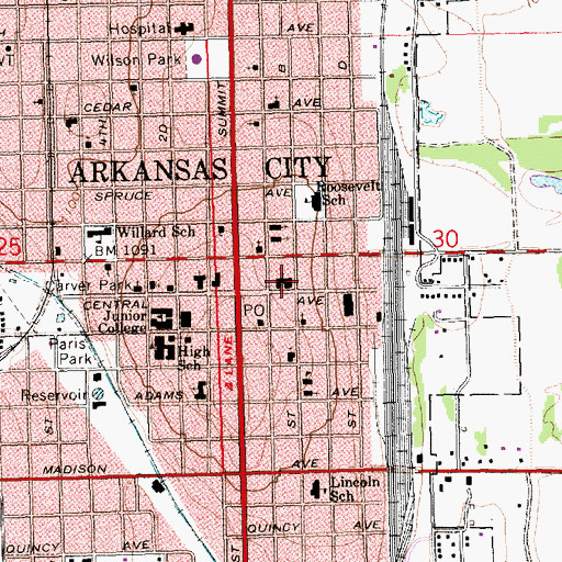 Topographic Map of First American Baptist Church, KS