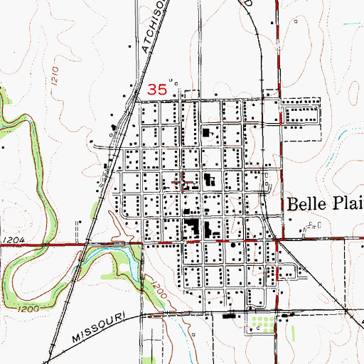 Topographic Map of First Baptist Church, KS