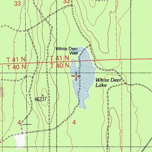 Topographic Map of White Deer Lake, CA