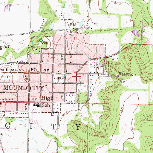 Topographic Map of First Baptist Church, KS