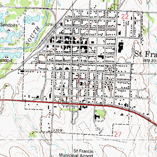 Topographic Map of First Baptist Church of Saint Francis, KS
