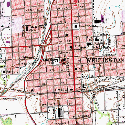 Topographic Map of First Baptist Church, KS