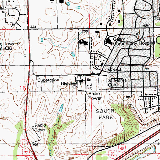 Topographic Map of First Christian Church, KS