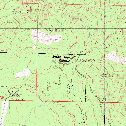 Topographic Map of White Deer Saddle, CA