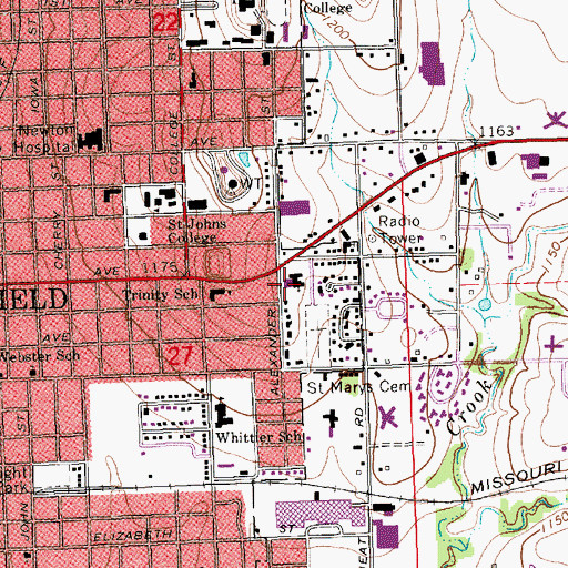 Topographic Map of First Christian Church, KS