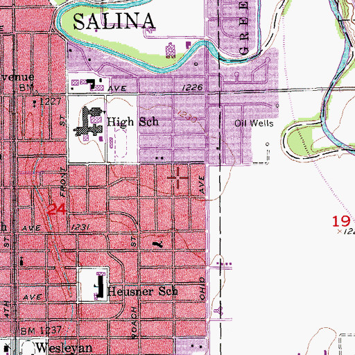 Topographic Map of First Baptist Church, KS