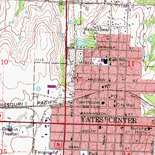 Topographic Map of First Baptist Church, KS
