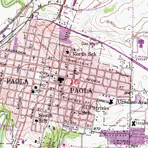 Topographic Map of First Lutheran Church, KS