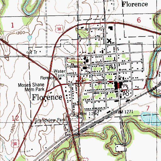 Topographic Map of Florence Christian Church, KS