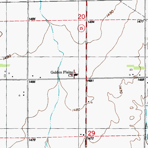 Topographic Map of Golden Plains Free Methodist Church, KS