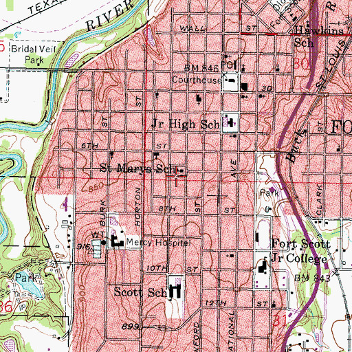 Topographic Map of Mary Queen of Angels Catholic Church, KS