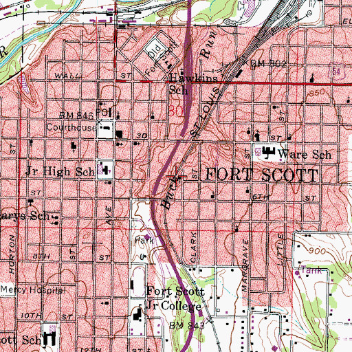 Topographic Map of Mount Olive Church of God in Christ, KS