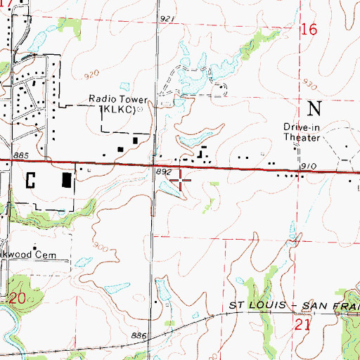 Topographic Map of Parsons Foursquare Church, KS