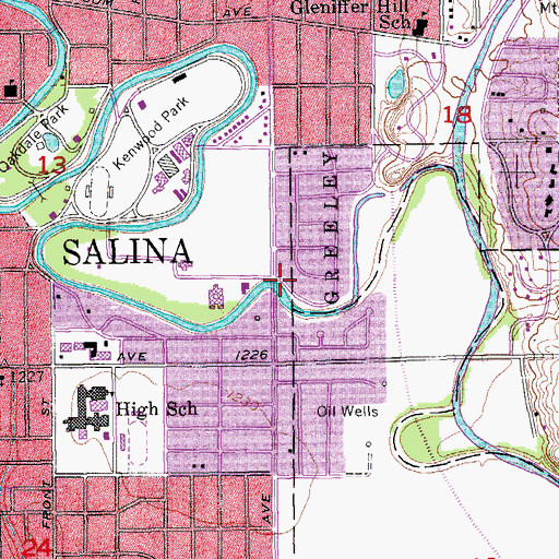 Topographic Map of Salina First Foursquare Church, KS