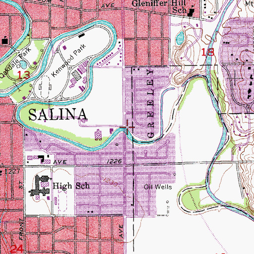 Topographic Map of Salina First Foursquare Church, KS