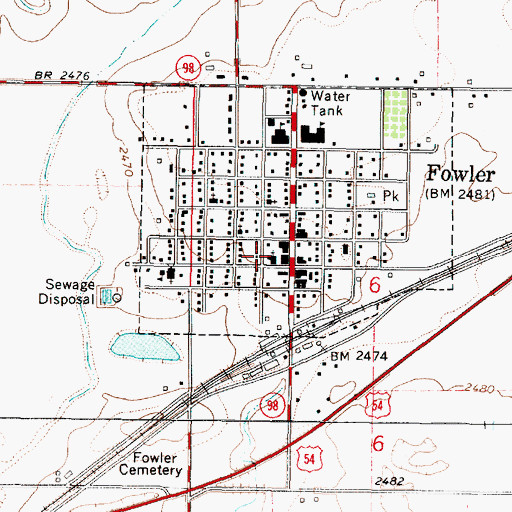 Topographic Map of Fowler Friends Church, KS