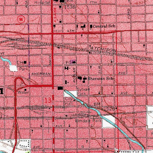 Topographic Map of First Presbyterian Church, KS