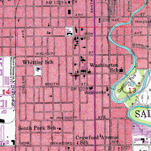 Topographic Map of First Presbyterian Church, KS