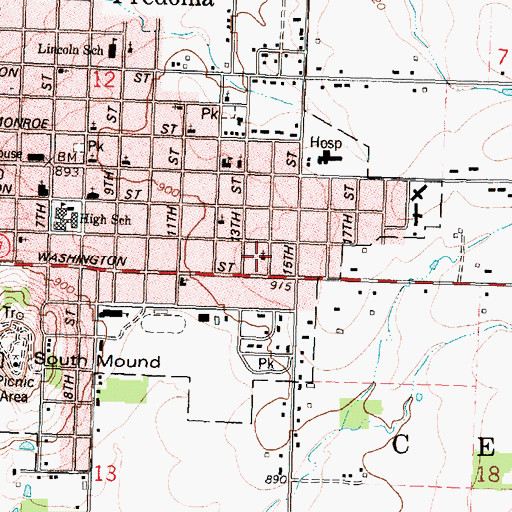 Topographic Map of Fredonia Seventh Day Adventist Church, KS