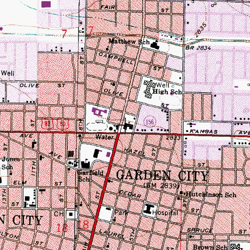 Topographic Map of First United Methodist Church, KS