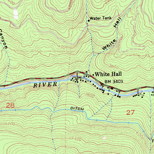 Topographic Map of White Hall Canyon, CA