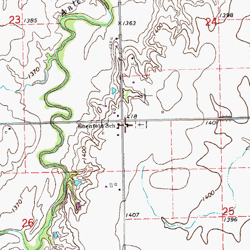 Topographic Map of Ebenfeld Mennonite Brethren Church, KS