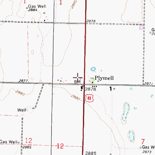 Topographic Map of Plymell Union Church, KS